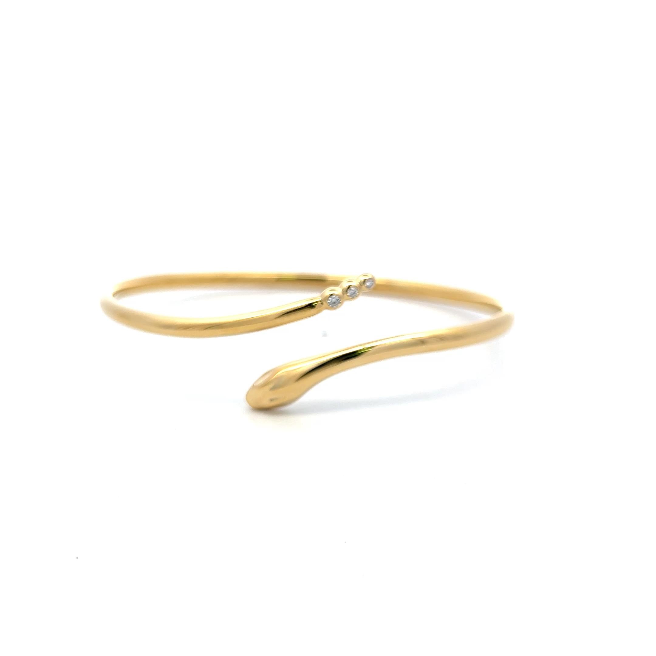 Tiffany & Co 0.06 Carat Round Diamond 18K YG Snake Bangle Bracelet