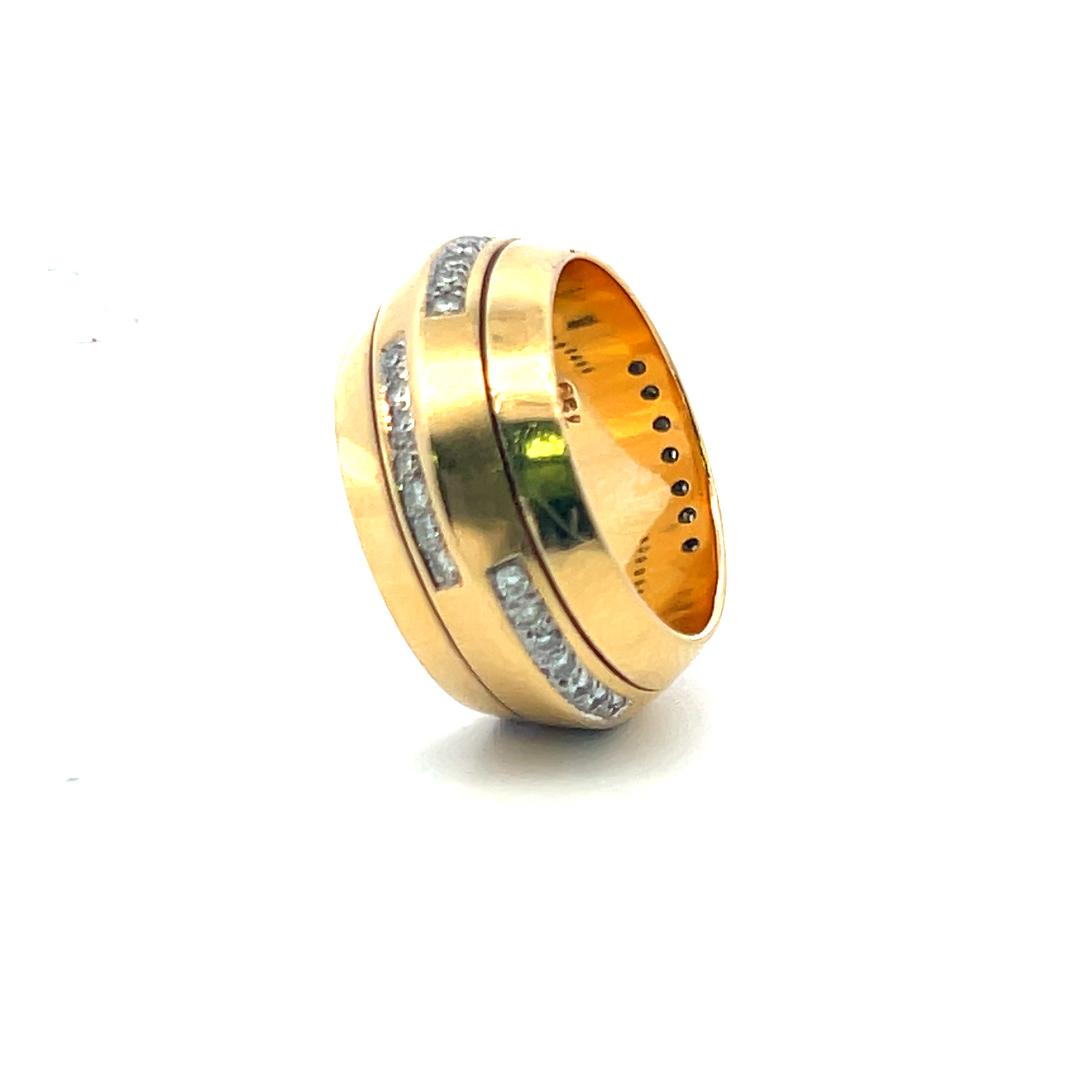 18K Yellow Gold Band Ring with 0.63 Carat Round H-VS Diamonds Size 6.5