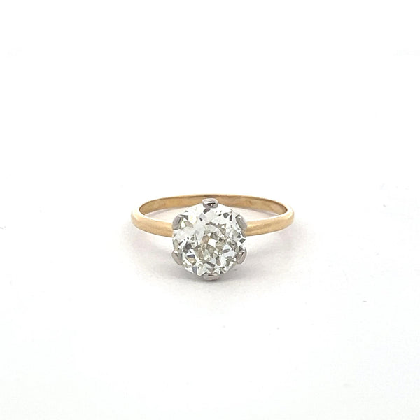 2.09 Carat Old European Cut Diamond 18K Two Tone Gold/Platinum Engagement Ring