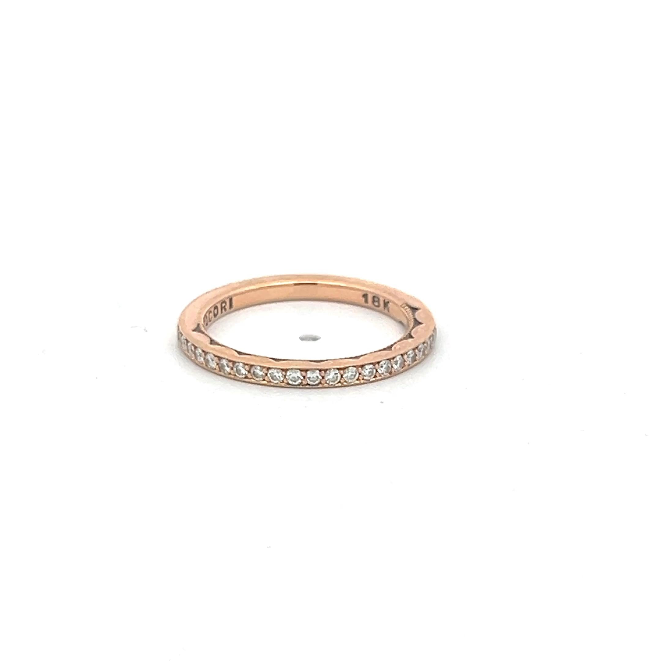Tacori 0.13 Carat Round Brilliant Diamond 18K Rose Gold Half-Eternity Ring
