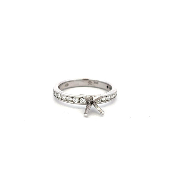 0.54 Carat Round Brilliant H SI Diamond 14 Karat White Gold Semi Mount Ring