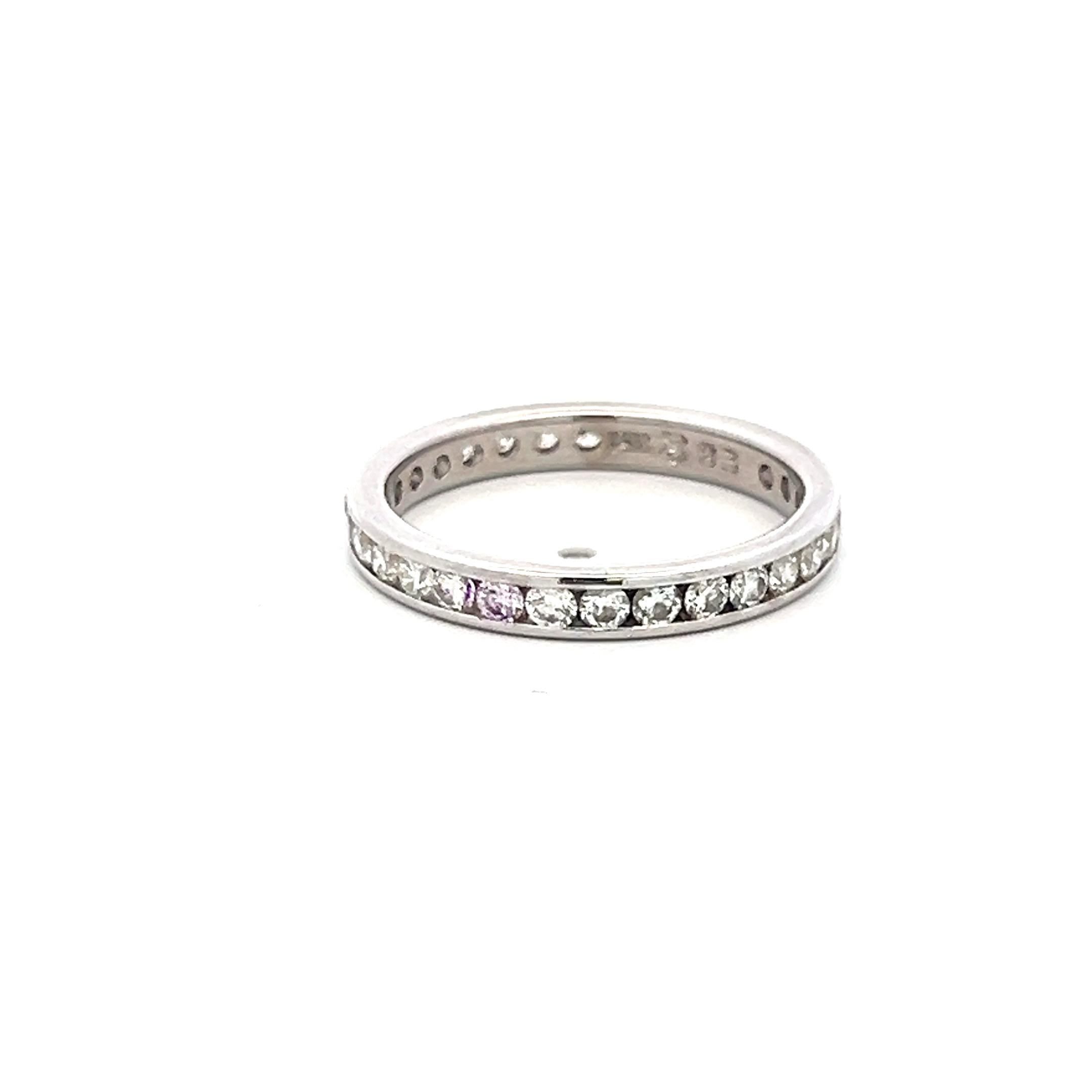 1.00 Carat Round Brilliant G SI Diamond 14 Karat White Gold Eternity Band Ring