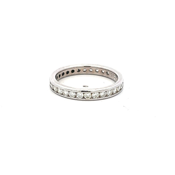 1.00 Carat Round Brilliant G SI Diamond 14 Karat White Gold Eternity Band Ring