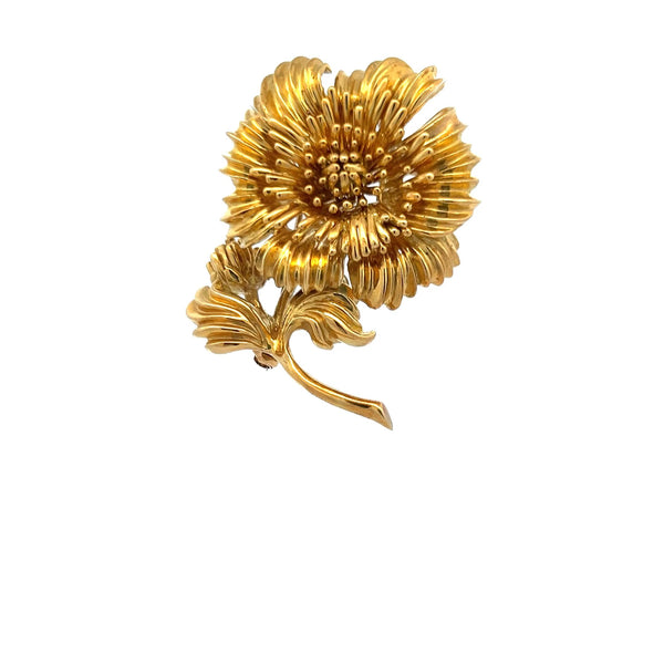 Tiffany & Co Vintage 33.72 Grams 18 Karat Yellow Gold Sunflower Pin Brooch