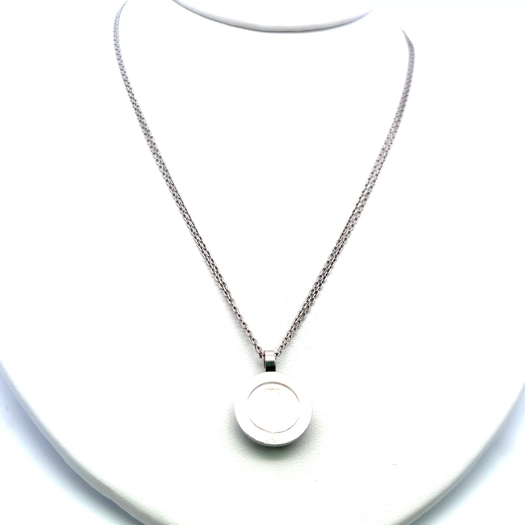Chopard 0.07 Carat Round Brilliant Diamond 18 Karat White Gold Pendant Necklace