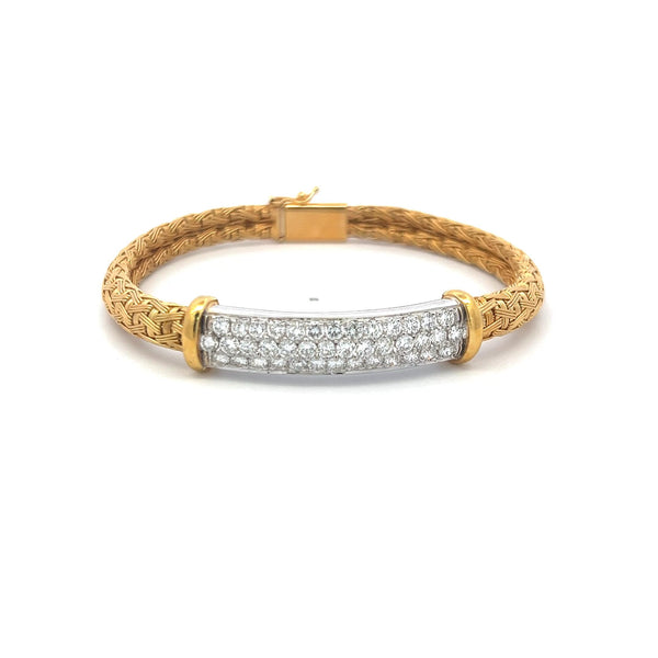 Roberto Coin 2.50ct Diamond 18K Yellow Gold Woven Bracelet