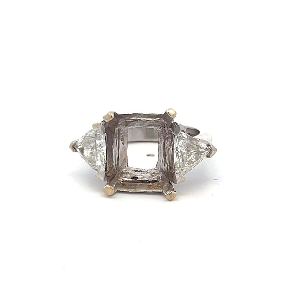 1.68 Carat Triangular Shape Diamond 18 Karat White Gold Semi Mount Ring