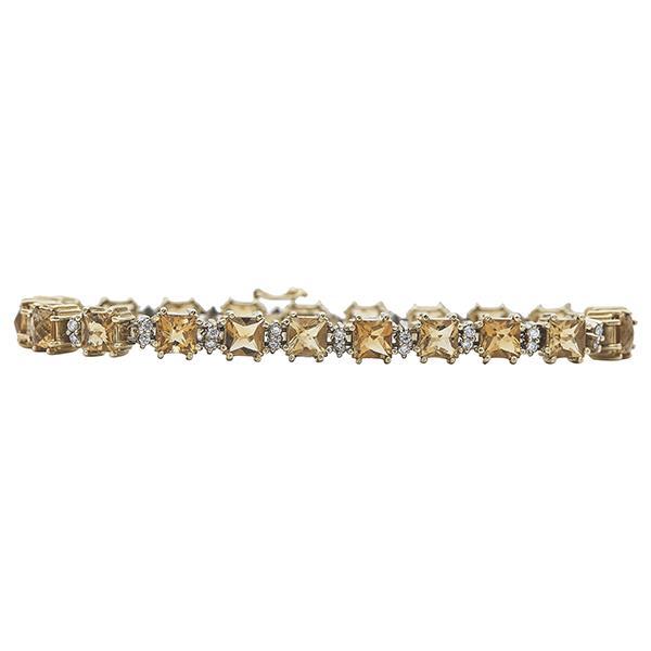 19.00 Carat Citrine & 0.70 Carat Diamond 18K Yellow Gold Tennis Bracelet