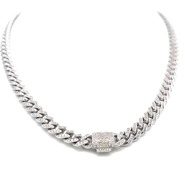 3.15 Carat Round Brilliant H VS Diamond 14 Karat White Gold Chain Necklace