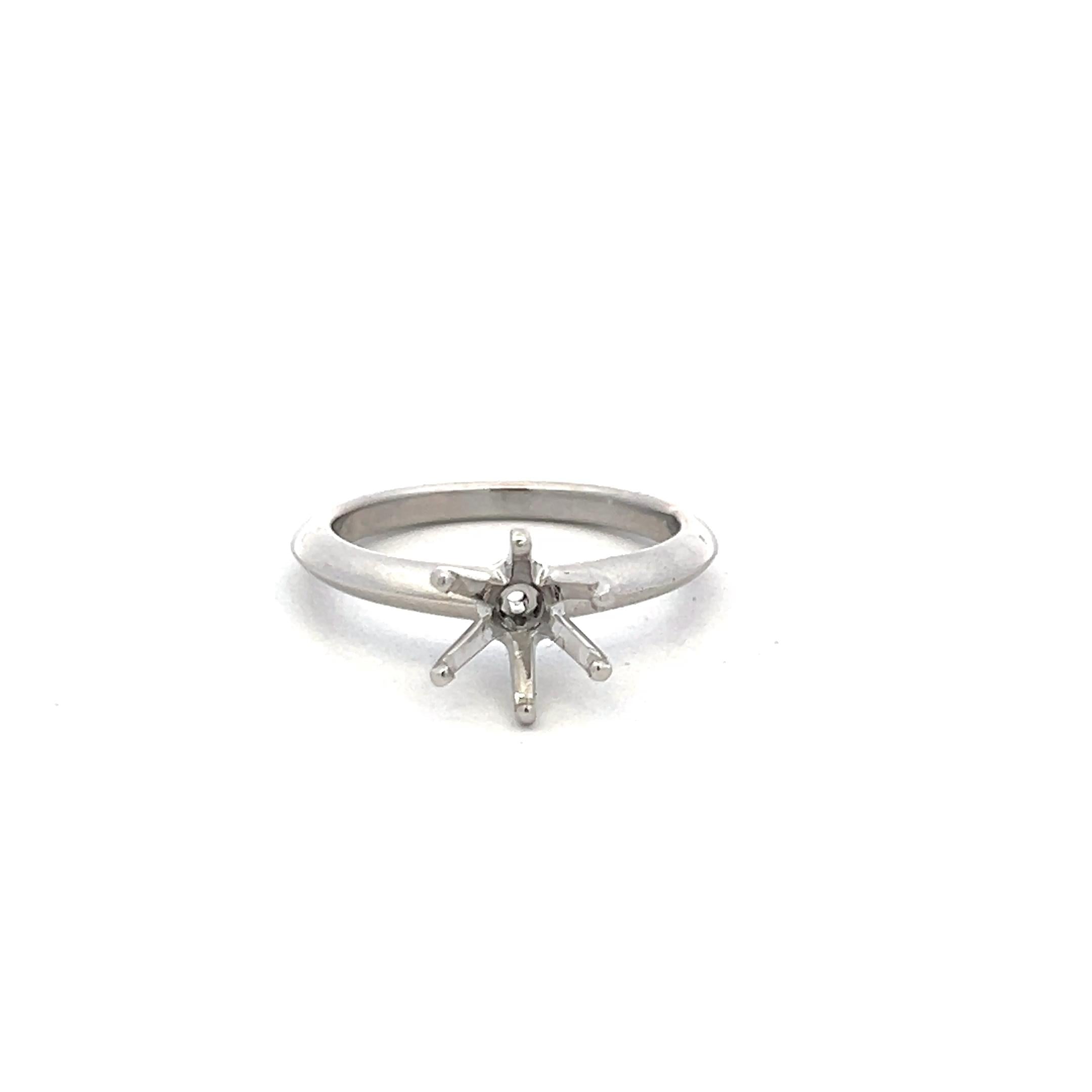 Tiffany & Co Platinum Semi Mount Ring Holds 1.36 Carat Stone Size 6