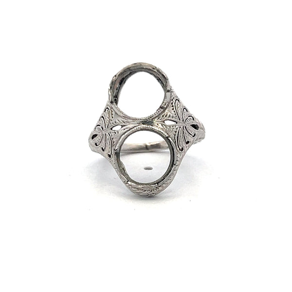 Vintage 6.10 Grams Platinum Semi Mount Two Stone Ring Hold 2.5-3 carat stone