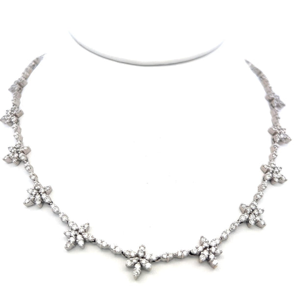 9.00 Carat Round Brilliant H VS Diamond 18 Karat White Gold Station Necklace