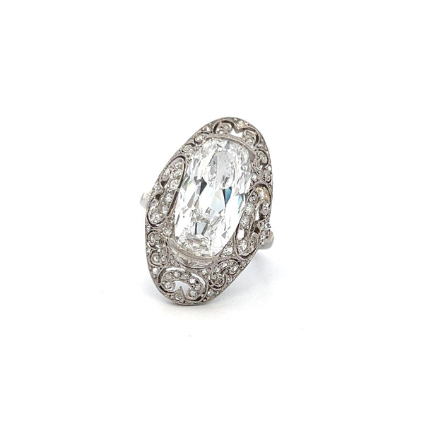 5.01 Carat Cushion Brilliant D VS2 Diamond GIA Cert Platinum Art Deco Ring