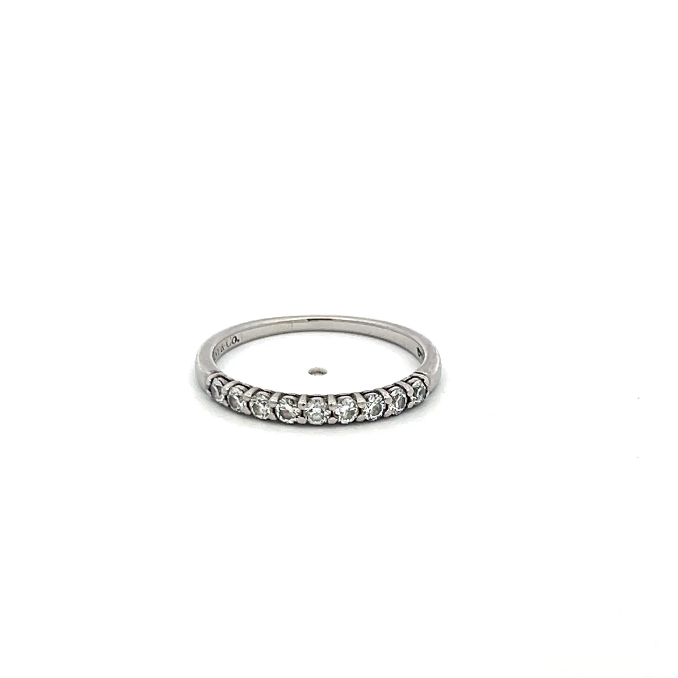 Tiffany & Co 0.27 Carat Round Brilliant F VS Diamond Platinum Band Ring