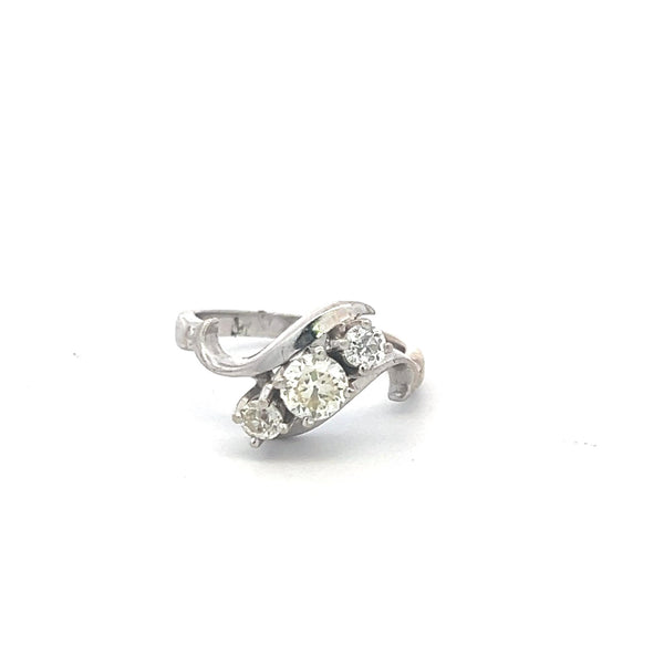 0.60 Carat Round Brilliant K-I VS Diamond 14 Karat White Gold Three-Stone Ring