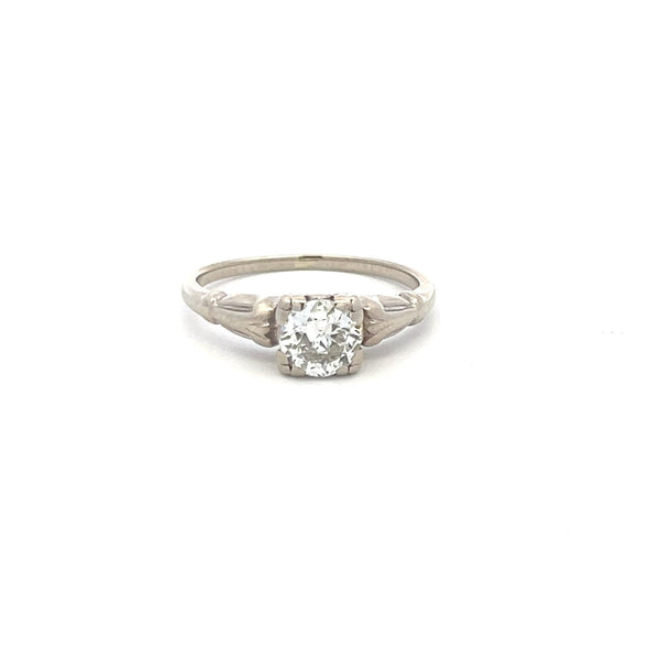 0.75 Carat Old European Cut H VS Diamond 14 Karat White Gold Engagement Ring
