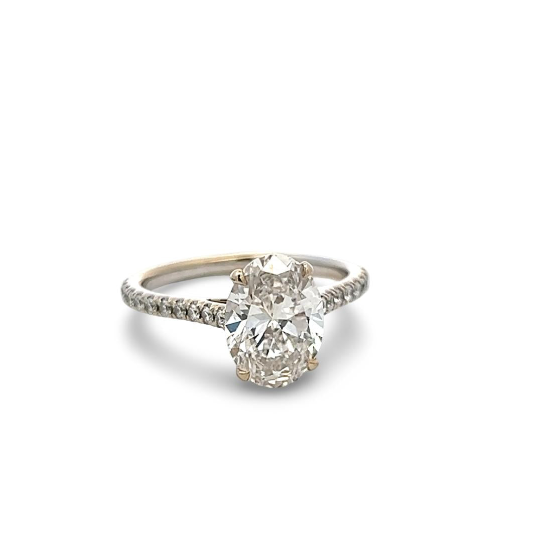 18K White Gold Engagement Ring with 2.02ct Lab-Grown and 0.22ct Natural Diamonds