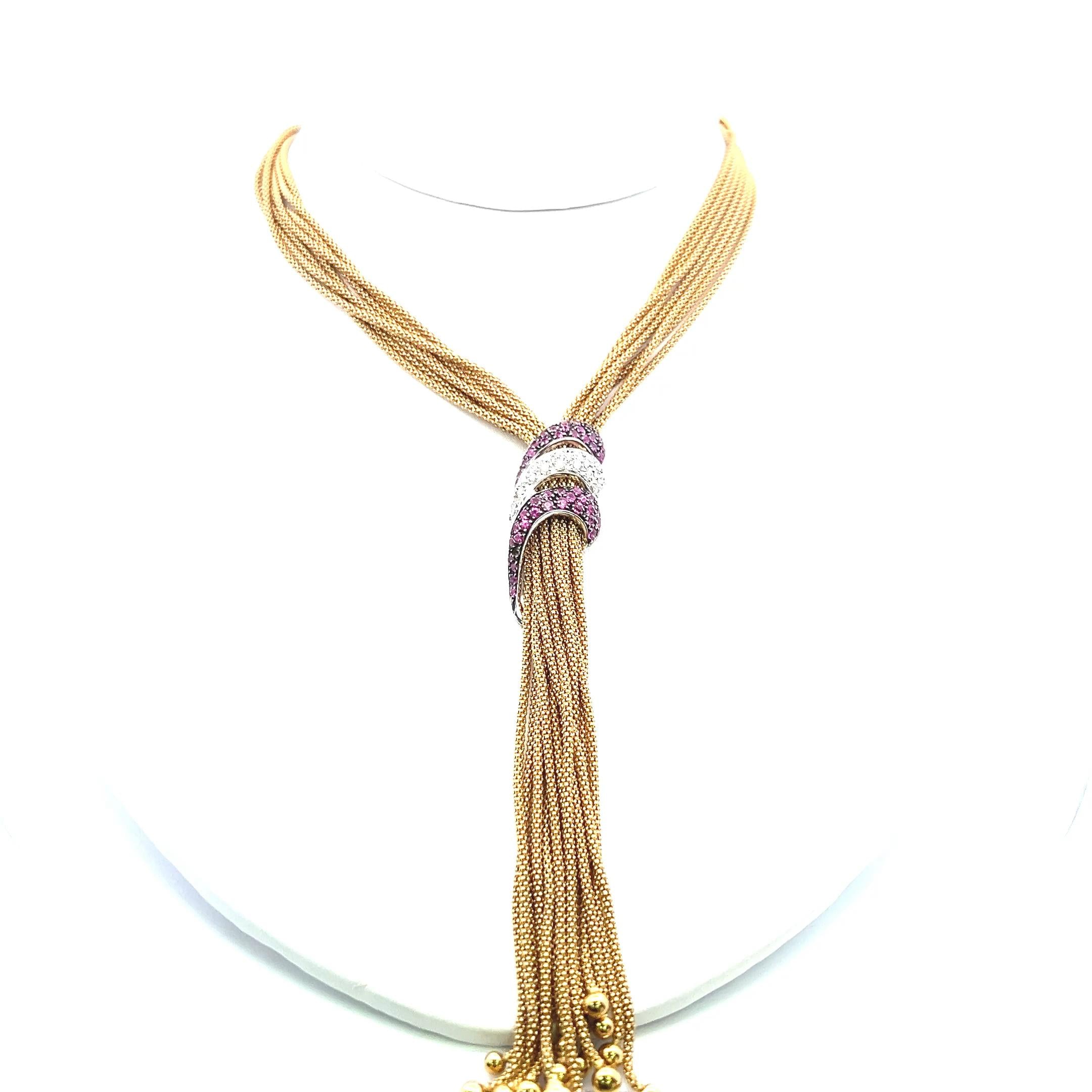 0.90 Carat Sapphire 0.40 Carat Round Brilliant Diamond 18K Gold Drop Necklace