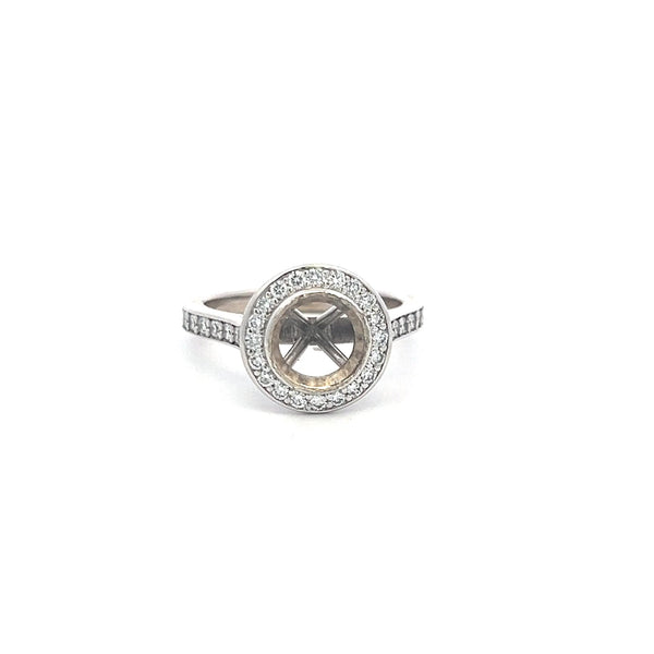 0.58 Carat Round Brilliant H SI Diamond 14 Karat White Gold Semi Mount Ring