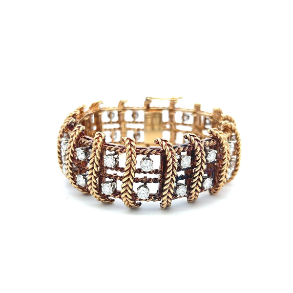 5.00 Carat Round Brilliant G VS Diamond 18 Karat Yellow Gold Link Bracelet