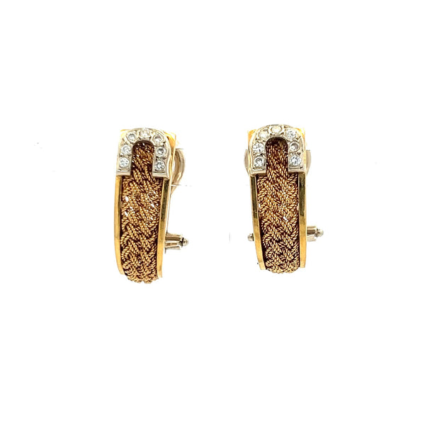 0.07 Carat Round Brilliant I SI Diamond 18 Karat Yellow Gold Clip On Earrings