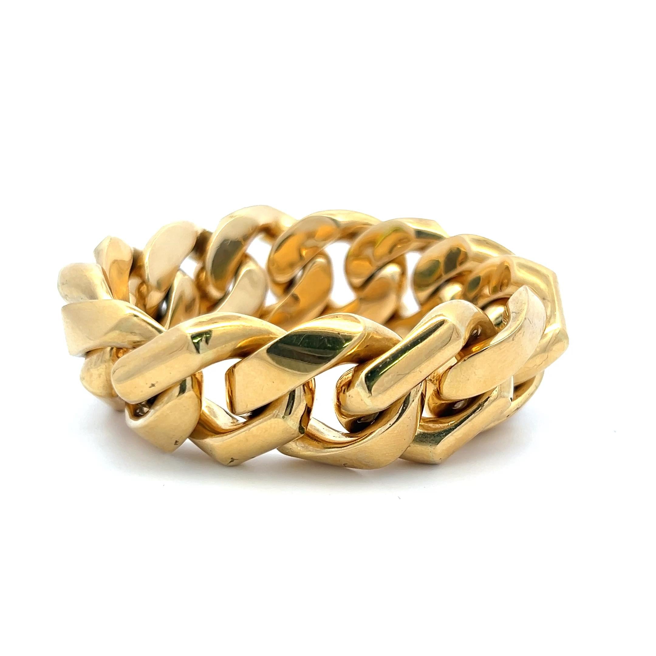 Vintage Cuban 99.70 Grams 18 Karat Yellow Gold Link Bracelet