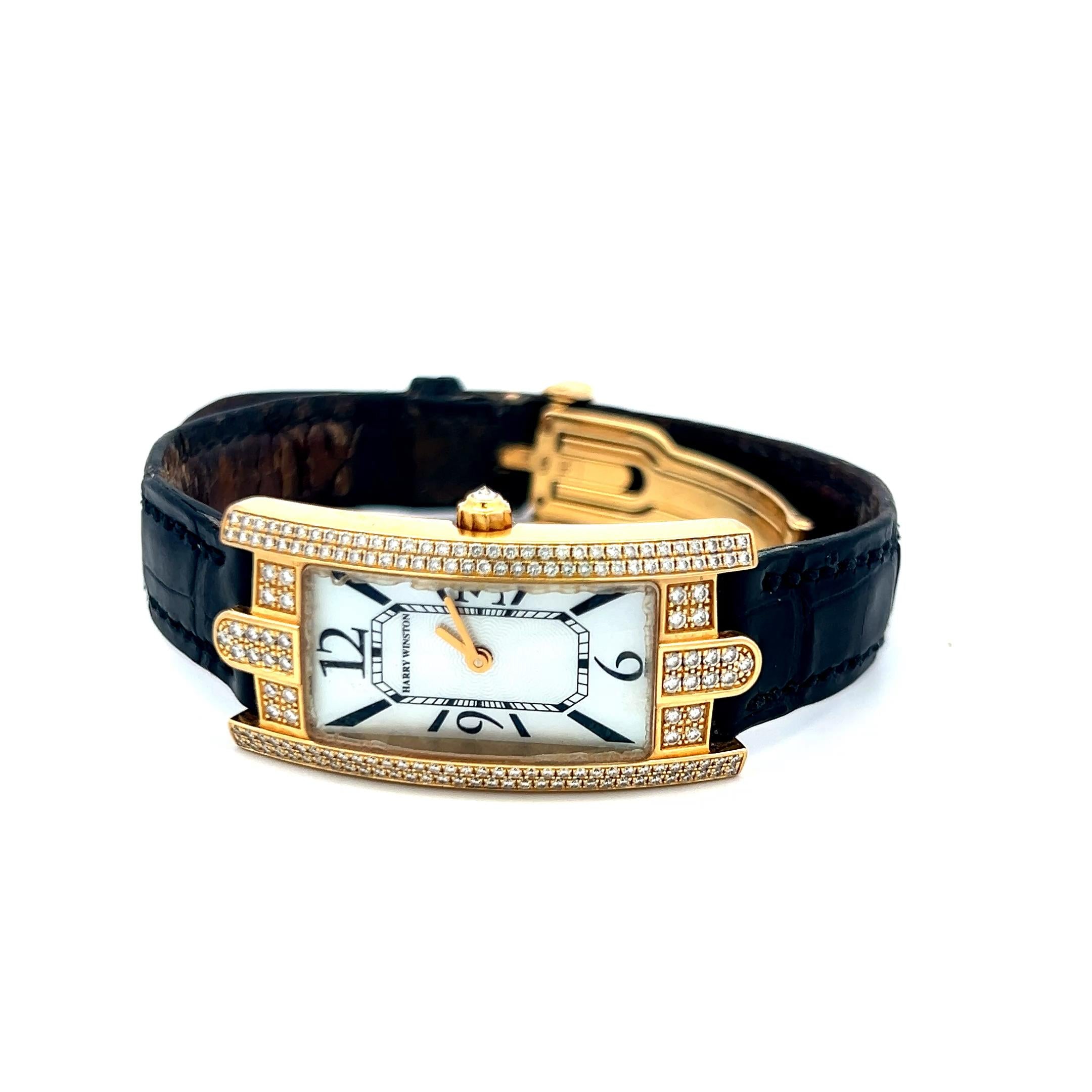 Harry Winston 0.90 Carat Round Diamond 18 Karat Yellow Gold Wrist Watch