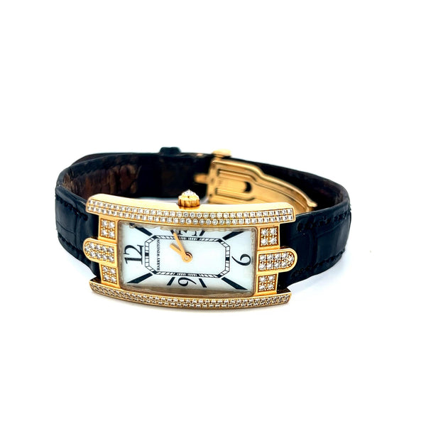 Harry Winston 0.90 Carat Round Diamond 18 Karat Yellow Gold Wrist Watch