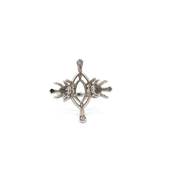 Center Stone Hold 10 Carat Marquis Platinum Semi Mount Ring
