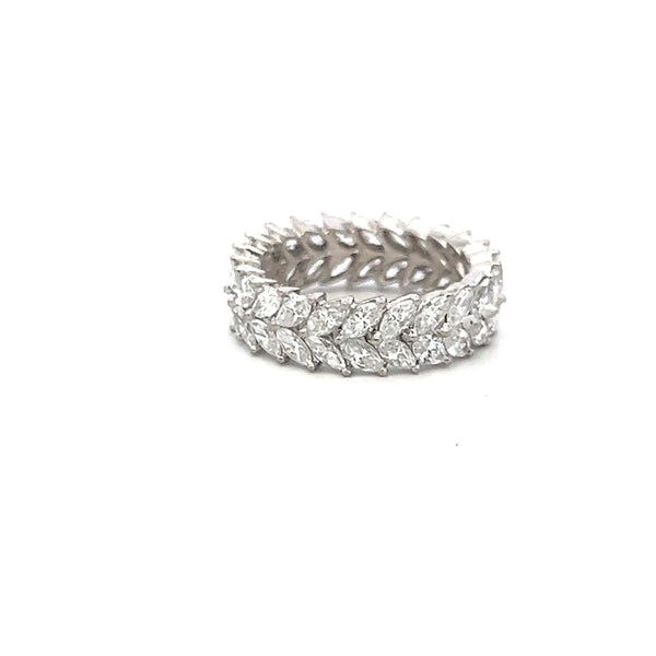 3.00 Carat Marquis Shape Diamond 18 Karat White Gold Band Ring