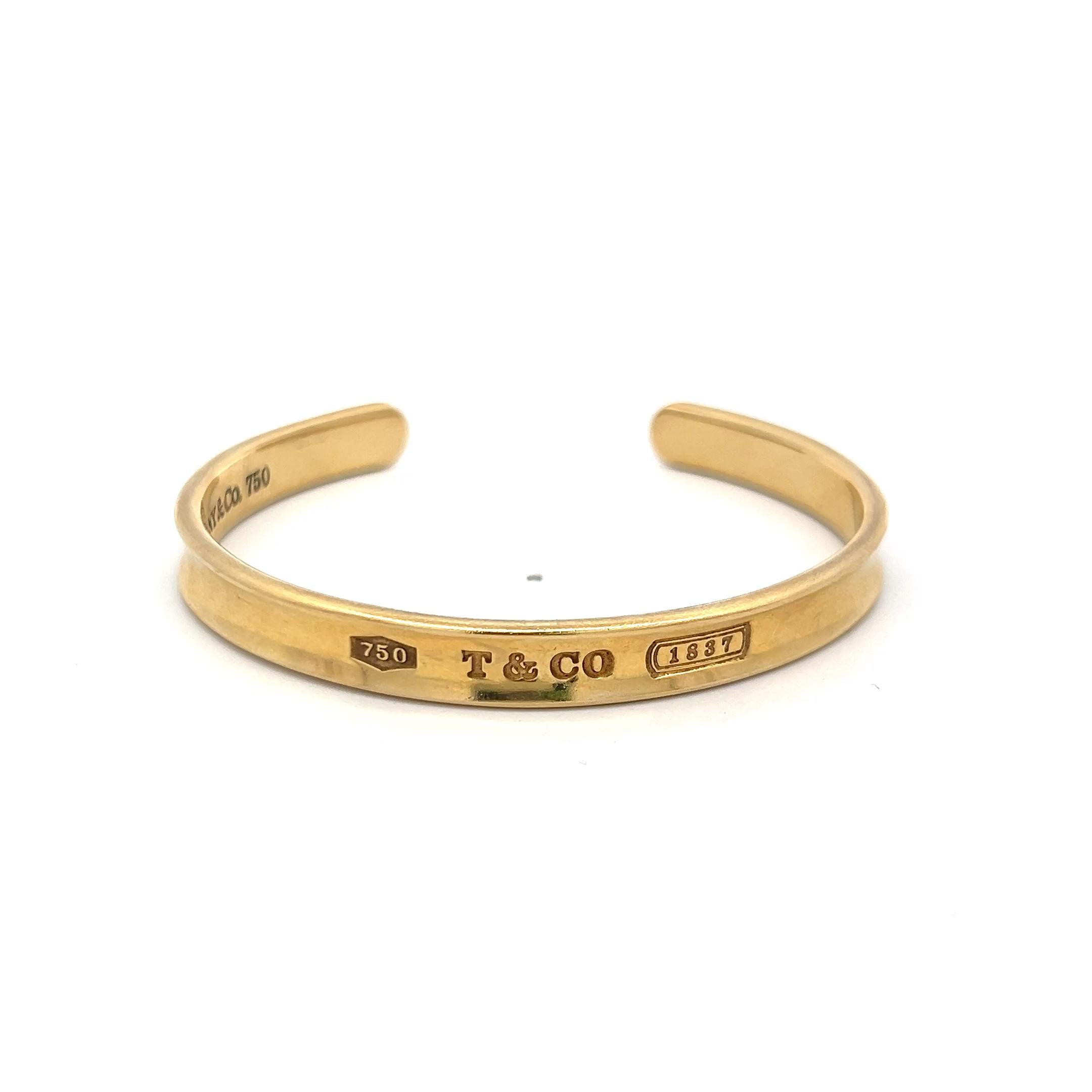 Tiffany & Co Vintage 30.60 Grams 6.25 Inches 18 Karat Yellow Gold Cuff Bracelet