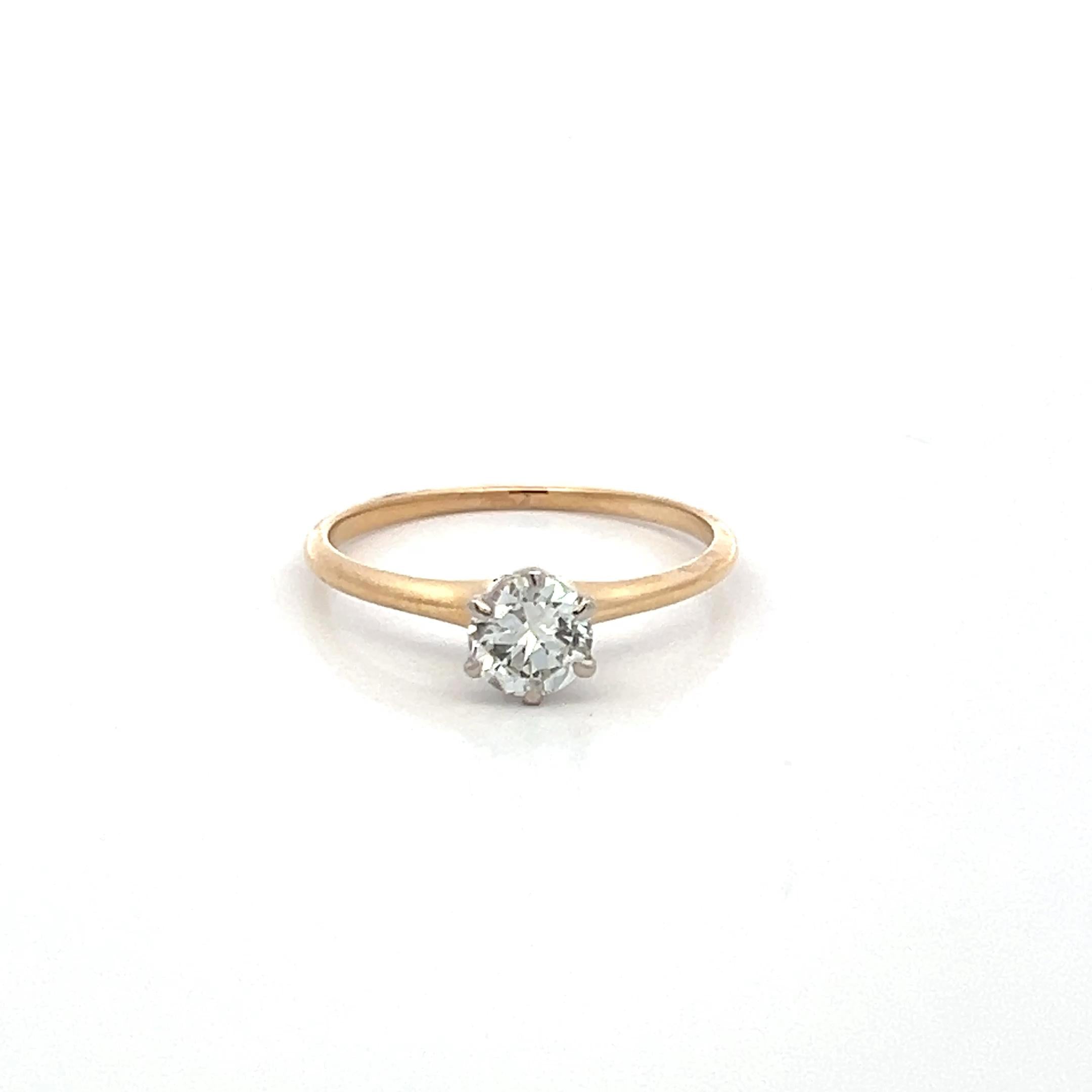 0.45 Carat Circular Brilliant Cut Diamond 14 Karat Yellow Gold Engagement Ring