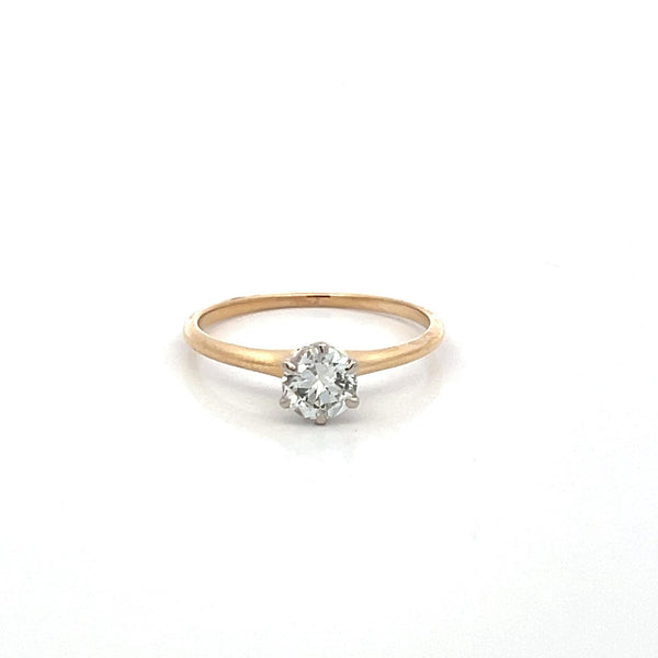 0.45 Carat Circular Brilliant Cut Diamond 14 Karat Yellow Gold Engagement Ring