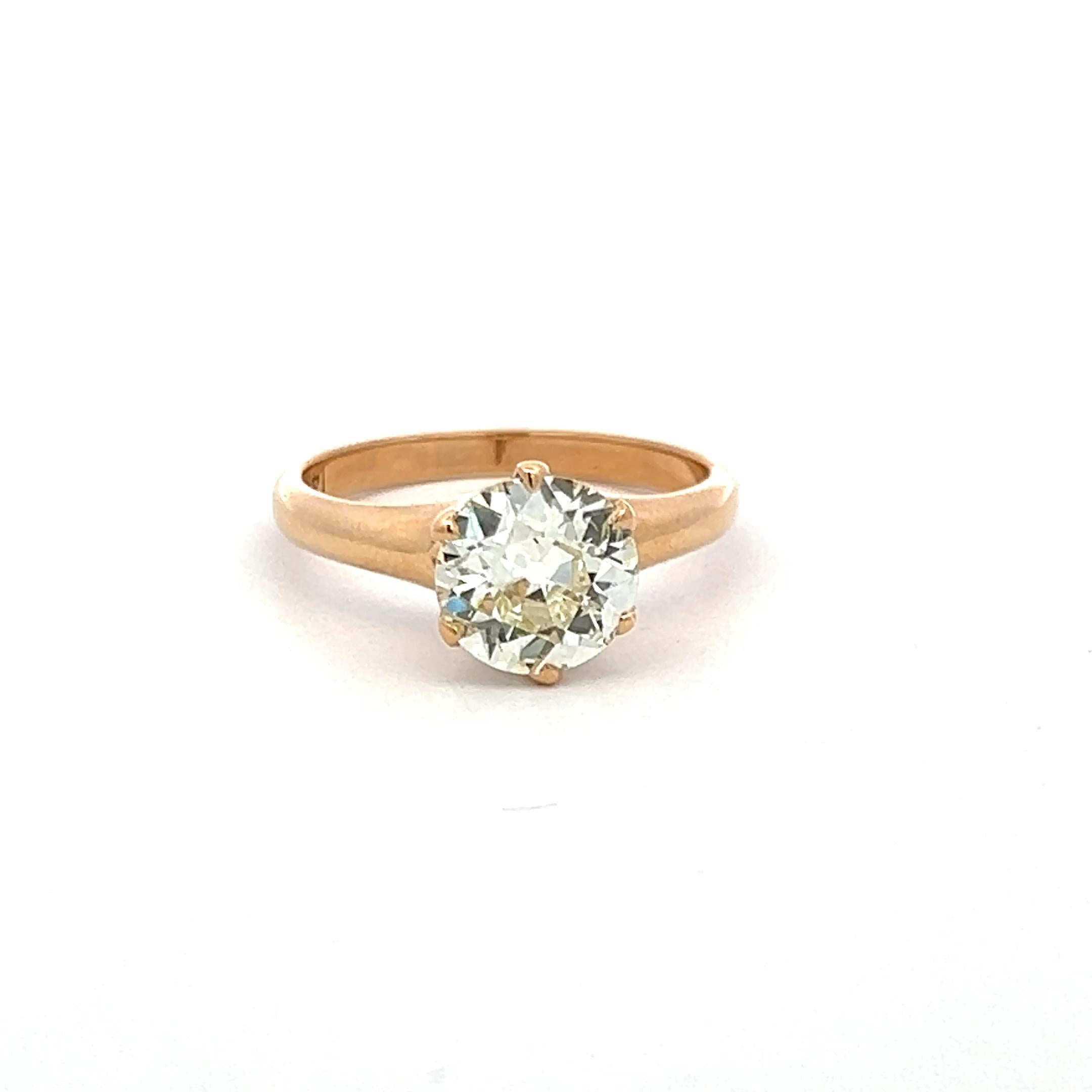 14K Yellow Gold Engagement Ring 1.55 Carat Old European Cut Diamonds O I1 GIA