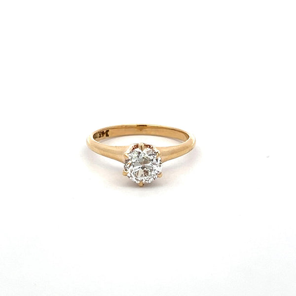 0.86 Carat Circular Brilliant Cut Diamond 14K Yellow Gold Engagement Ring