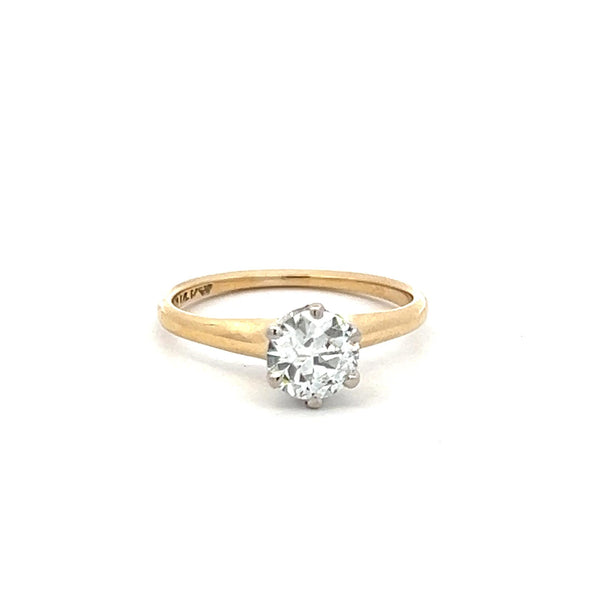 0.71 Carat Circular Brilliant Cut Diamond 14 Karat Yellow Gold Engagement Ring