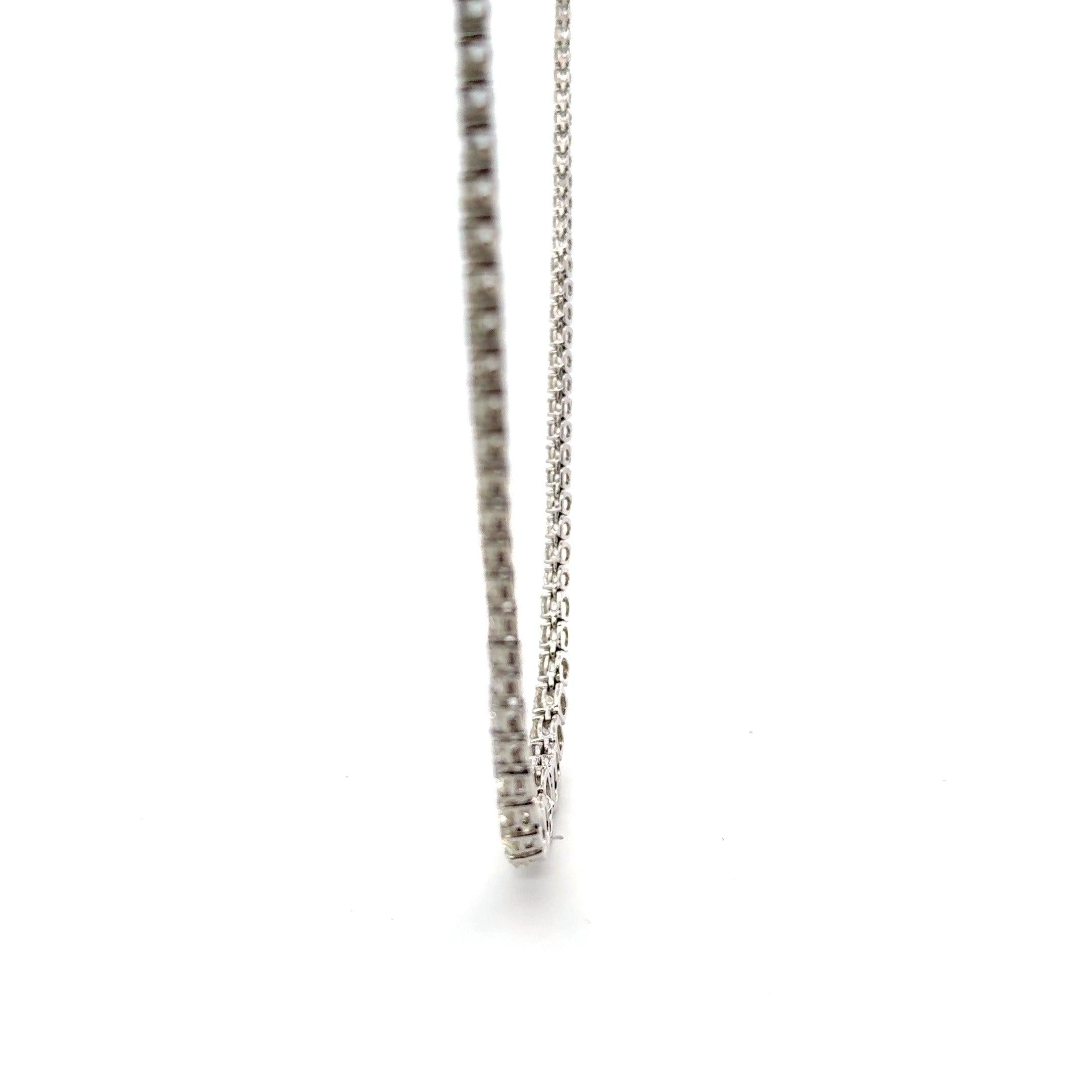 28.68 Carat Round Brilliant Diamond 18 Karat White Gold Riviera Necklace
