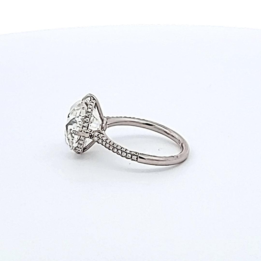 6.65 Carat Old Miner Cut H SI2 Diamond Platinum Engagement Ring