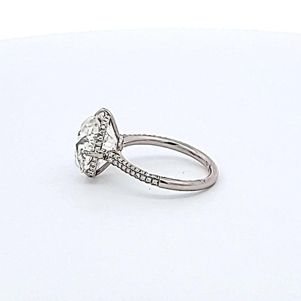 6.65 Carat Old Miner Cut H SI2 Diamond Platinum Engagement Ring