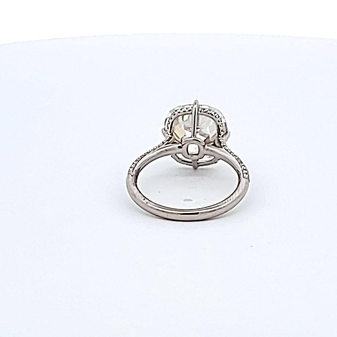 6.65 Carat Old Miner Cut H SI2 Diamond Platinum Engagement Ring