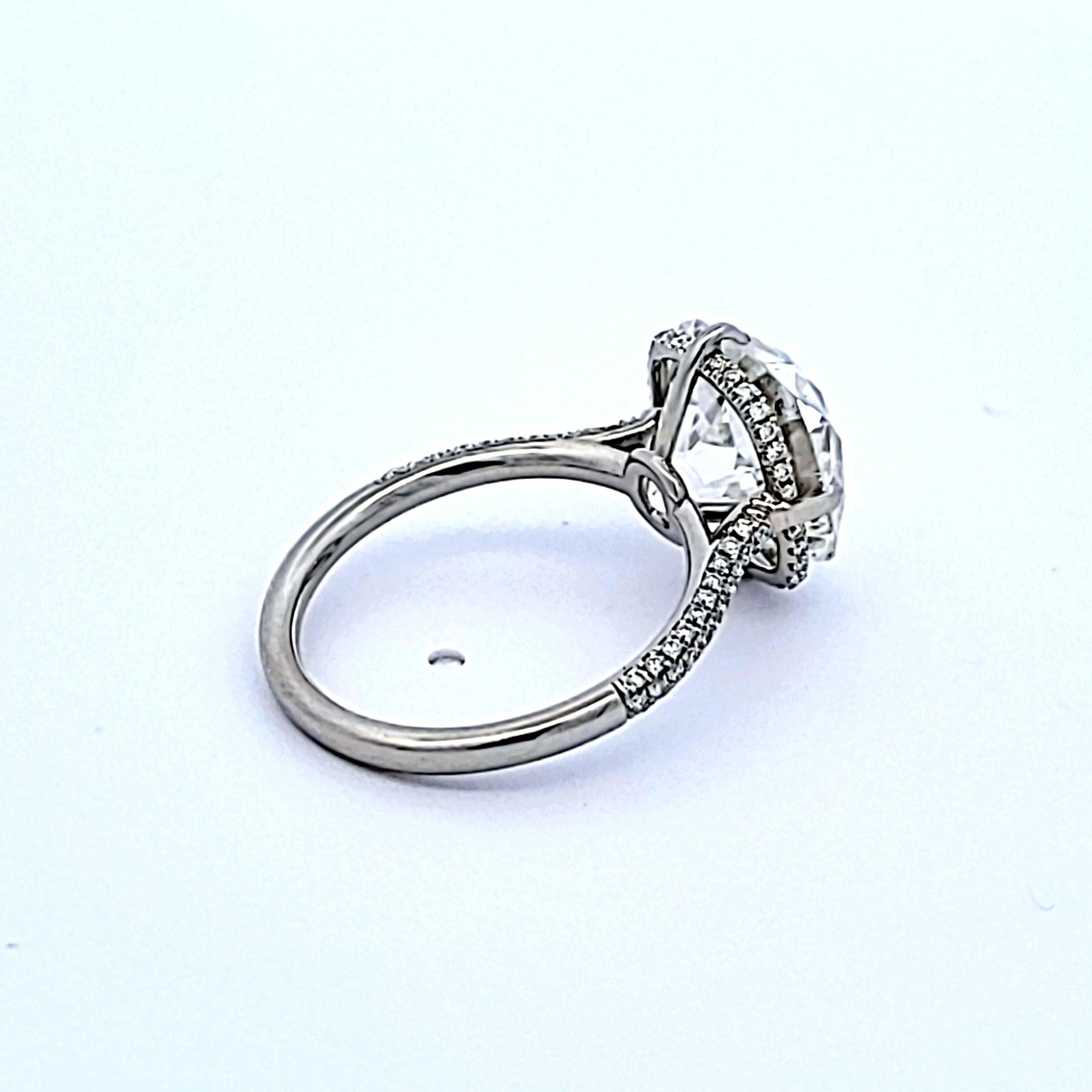 6.65 Carat Old Miner Cut H SI2 Diamond Platinum Engagement Ring