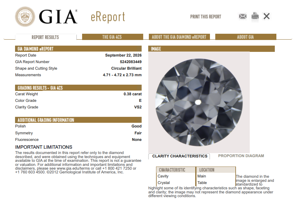 0.38 Ct Old European Cut Diamond E-VS2 Master Cut Natural GIA Certified