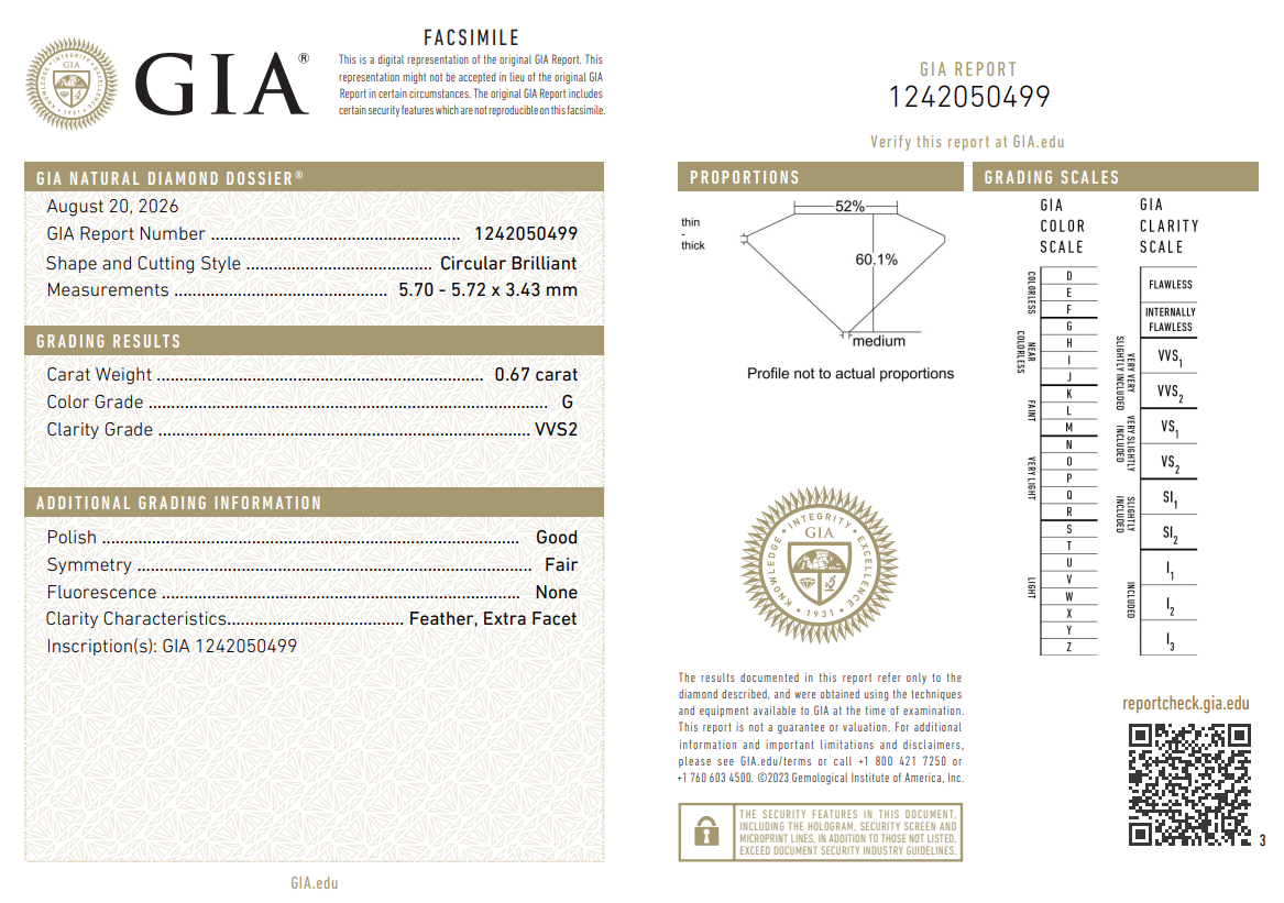 GIA Certified Handcrafted 0.67 Carat Old European Cut Diamond Brilliant G-VVS2