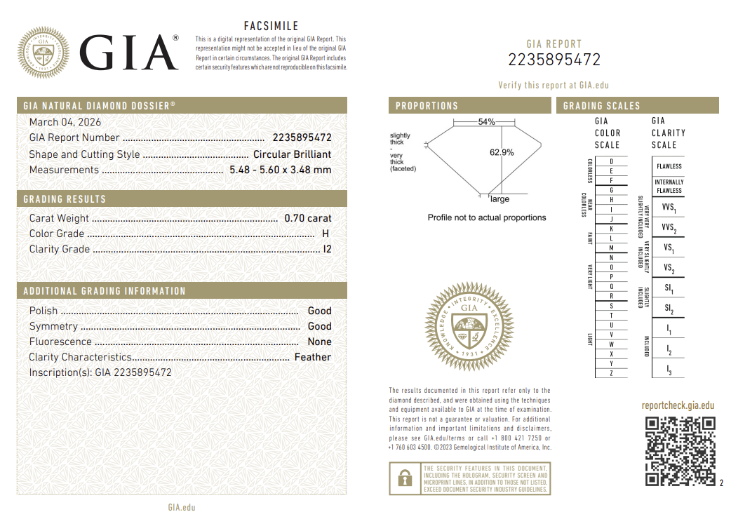0.70 Carat Old European Cut Antique Natural Mined Diamond H Color I2 Clarity With GIA Certificate