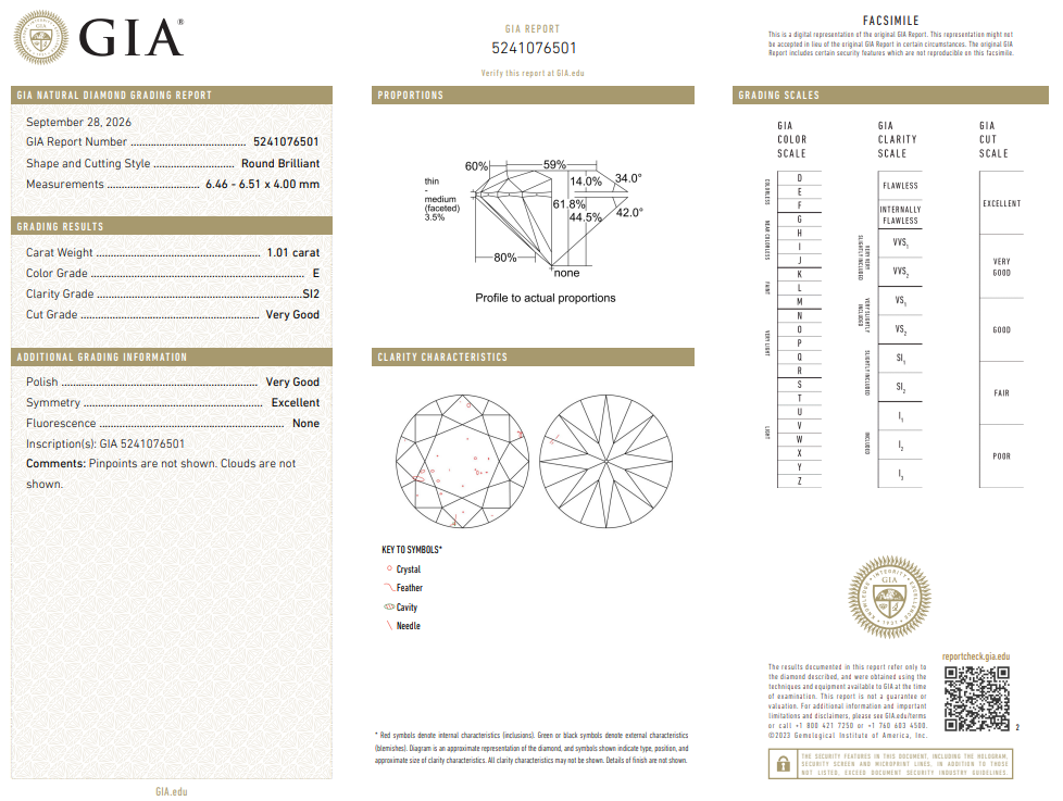 1.01 Ct Round Brilliant Diamond Natural Loose E-SI2 GIA
