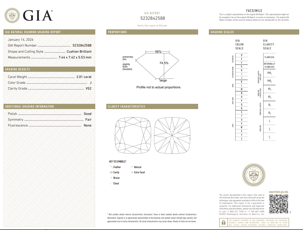 2.01 Carat Old Miner Cut Antique Natural Mined Diamond J Color VS2 Clarity With GIA Certificate