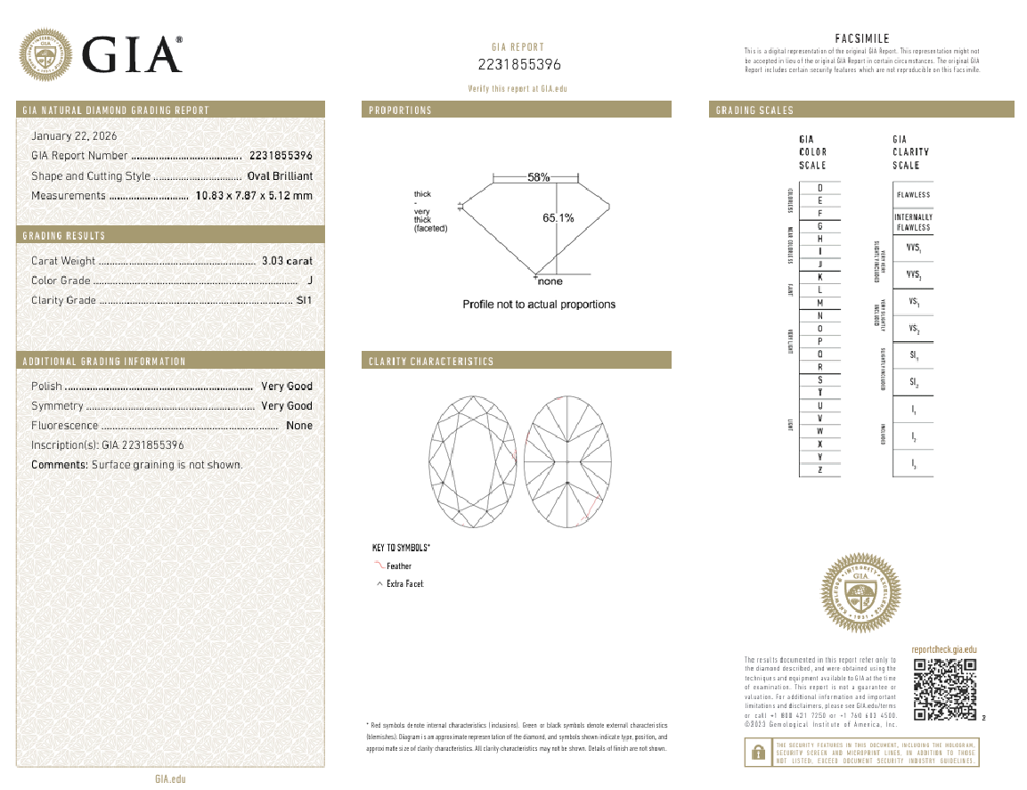 GIA Certified Natural Loose 3.03 Ct Oval Shape Diamond J-SI1