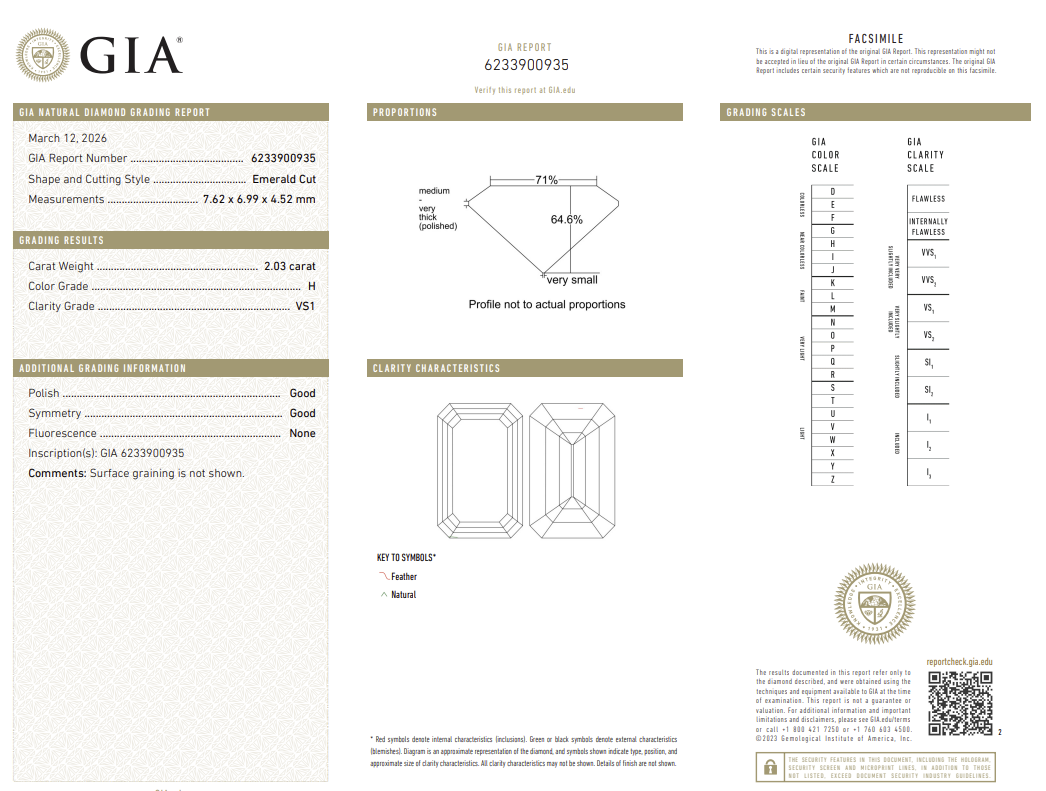 GIA Certified 2.03 Ct Asscher Cut Diamond Natural H-VS1 Loose