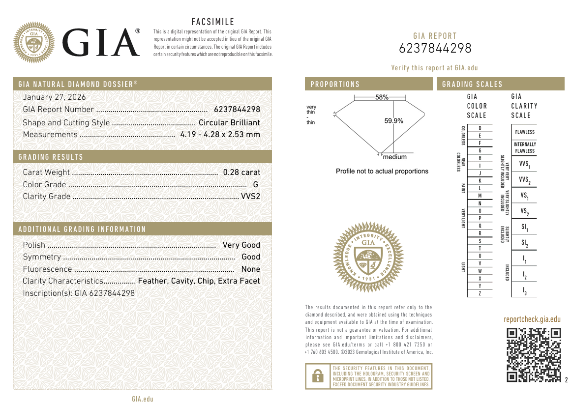 0.28 Carat Old European Cut Diamond Premium G-VVS2 with GIA Certificate