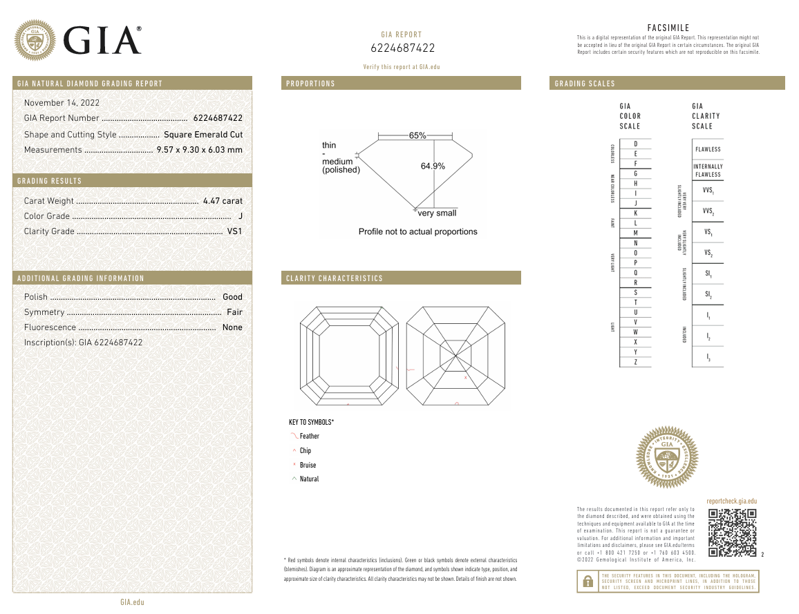 GIA Certified 4.47 Carat Asscher Cut Diamond J-VS1 Natural Loose